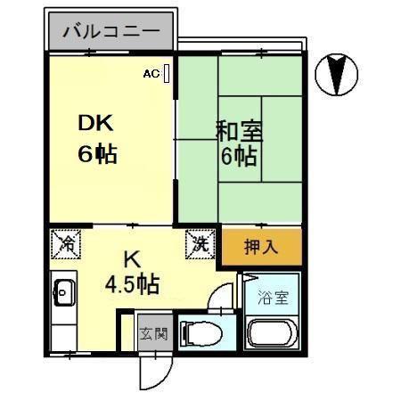 コーポロジュマン(2K/1階)の間取り写真