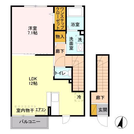 レジデンスフジミ(1LDK/2階)の間取り写真