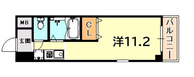 ルネス御影(1K/3階)の間取り写真