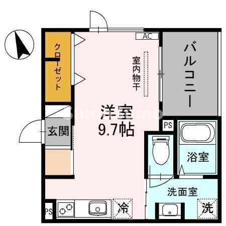 エスポワールナイン(ワンルーム/2階)の間取り写真
