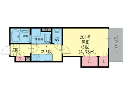 クリエオーレ小若江(1K/3階)の間取り写真