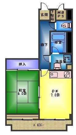ハイツ大宮(1DK/3階)の間取り写真