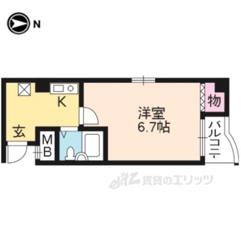 シャロームⅠ(1K/3階)の間取り写真