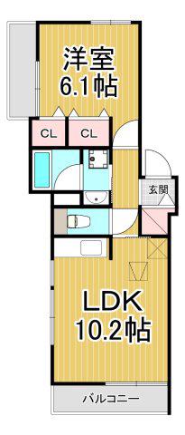 CERNE西宮(1LDK/1階)の間取り写真