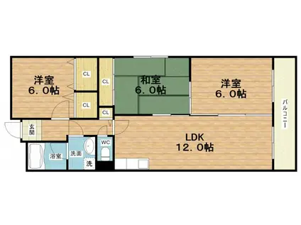 サングリュックコート(3LDK/3階)の間取り写真