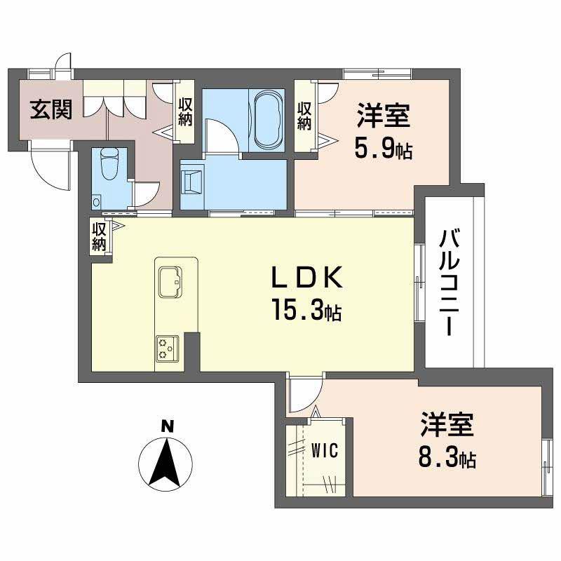 シャトーグラン(2LDK/3階)の間取り写真