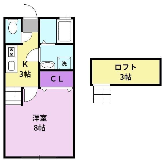 サンマリノ善導寺(1K/2階)の間取り写真