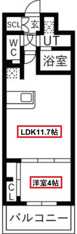 ミラージュパレス本町DEPART(1LDK/7階)の間取り写真