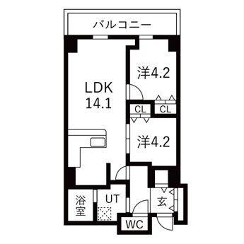 シティコート目黒4棟(2LDK/12階)の間取り写真