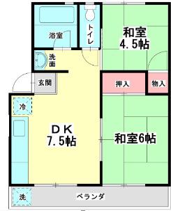小嶋ハイム(2DK/2階)の間取り写真