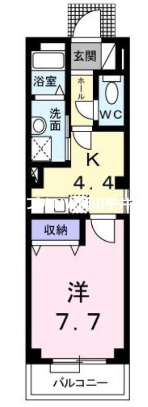 サントラハイツ永野(1K/1階)の間取り写真