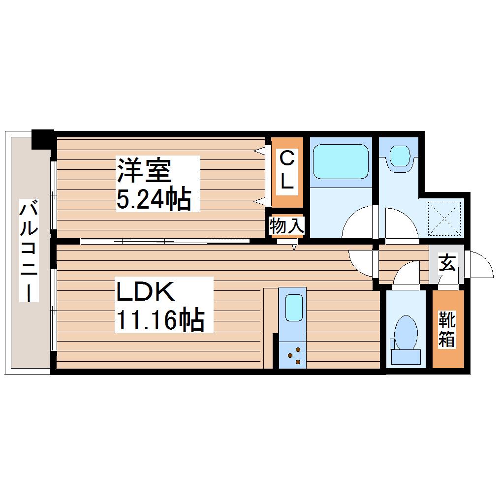 MTIマンション仙台卸町(1LDK/5階)の間取り写真