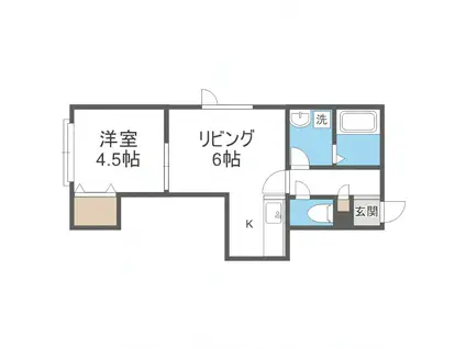 エターナル(1LDK/2階)の間取り写真