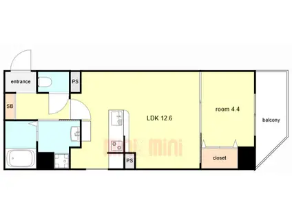 E-C EST BIEN灘(1LDK/6階)の間取り写真