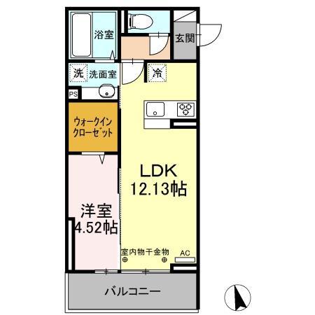 ガナール(1LDK/2階)の間取り写真
