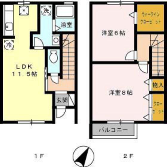FAIRY COURT“I”(2LDK/1階)の間取り写真