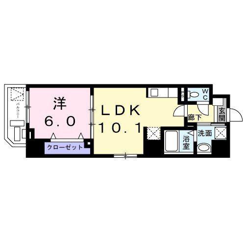 ジーヴイ アリイ アサクサ(1LDK/7階)の間取り写真