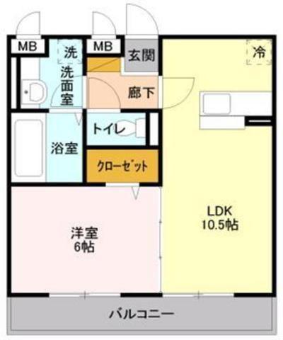 ノーザンレイクK(1LDK/2階)の間取り写真