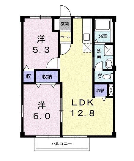 ニューシティー大江II(2LDK/2階)の間取り写真