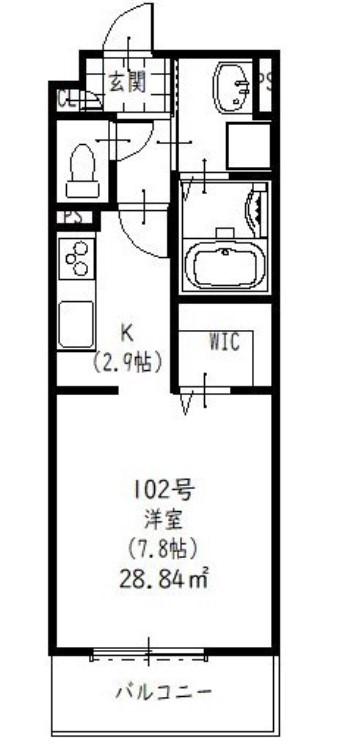 クリエオーレ上小阪(1K/1階)の間取り写真