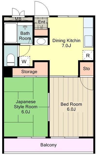 サンハイツ西八王子(2DK/2階)の間取り写真