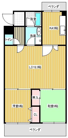 アーバン京命I(2LDK/2階)の間取り写真