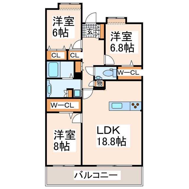 エイルマンション九品寺II(3LDK/11階)の間取り写真