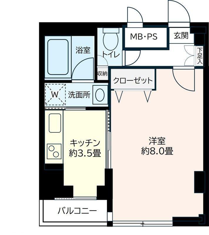 カメリアKAWASAKI(1K/3階)の間取り写真