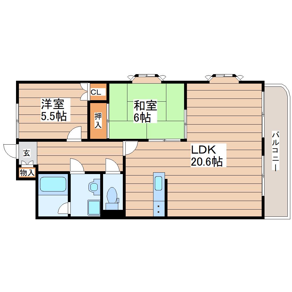 センチュリーヤマトII(2LDK/2階)の間取り写真
