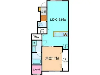 ＪＲ高山本線 婦中鵜坂駅 徒歩24分 2階建 築8年(1LDK/1階)の間取り写真
