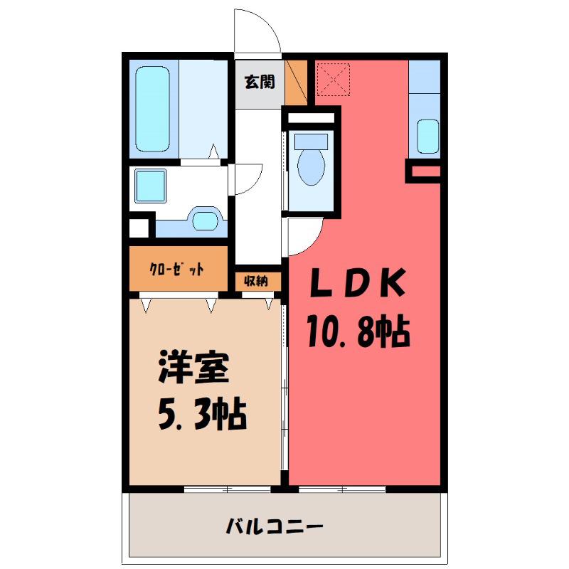 D-ROOM紅雲町C(1LDK/1階)の間取り写真