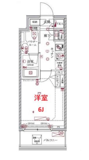 クレイシア大井町(1K/6階)の間取り写真