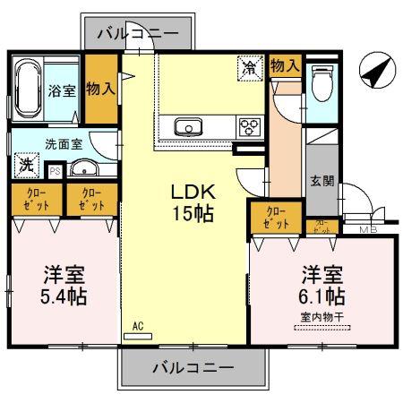 アレグリーア(2LDK/3階)の間取り写真
