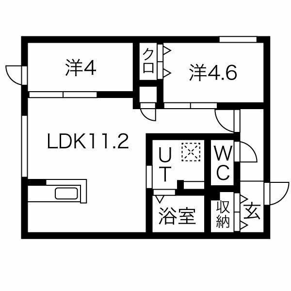ステラ幌西(2LDK/4階)の間取り写真