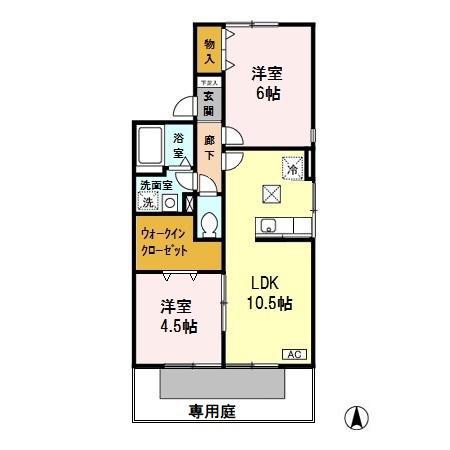 リベルテ若葉台(2LDK/1階)の間取り写真