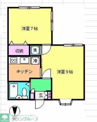 Fコート梶ヶ谷(2K/1階)の間取り写真