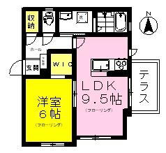 エクロール(1LDK/1階)の間取り写真