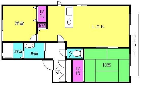 メゾンティファ(2LDK/2階)の間取り写真
