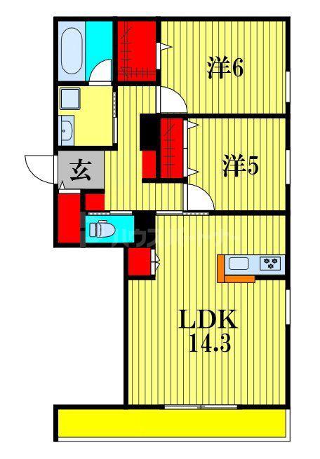 クアルトシンワ(2LDK/2階)の間取り写真