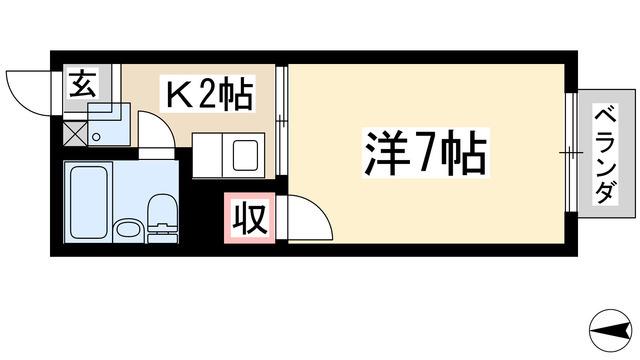 コーポラスヒロ(1K/2階)の間取り写真