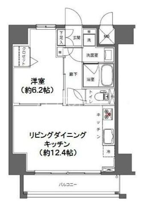 ライジングプレイス浅草ノース(1LDK/2階)の間取り写真