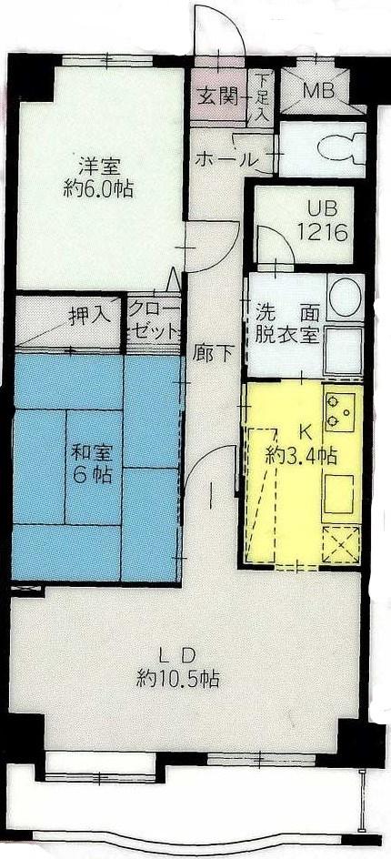 プライムローズ紫竹山(2LDK/2階)の間取り写真