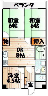 シャトレ中井(3DK/1階)の間取り写真