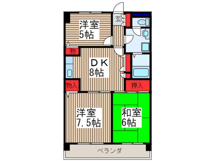 グランドールUNS(3DK/11階)の間取り写真