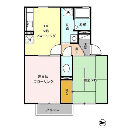 セジュール稲葉AB(2DK/1階)の間取り写真