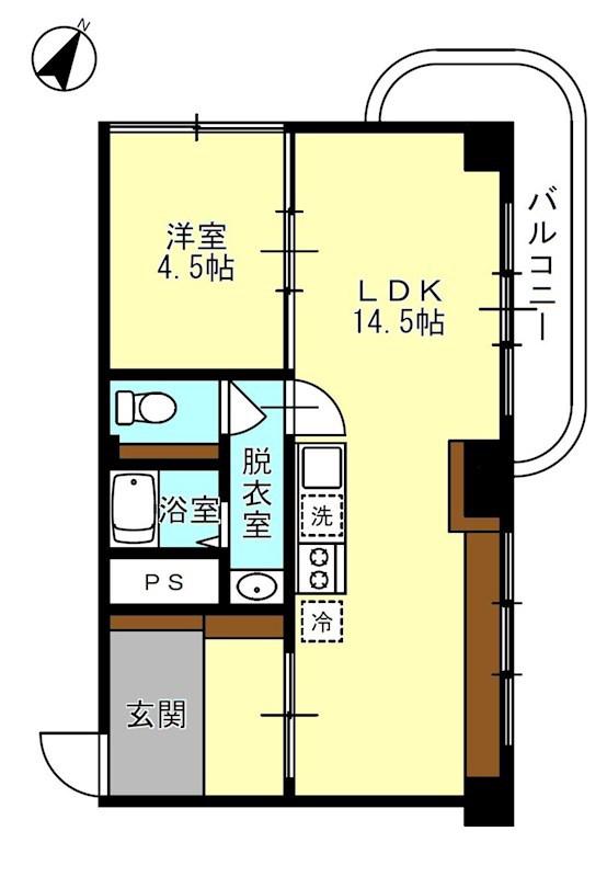 青山荘(1LDK/4階)の間取り写真