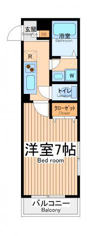 ワイケーハイム(1K/2階)の間取り写真