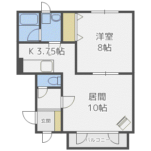 ミレニアム南館(1LDK/2階)の間取り写真