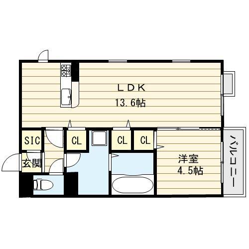 アビタシオン加美北(1LDK/3階)の間取り写真