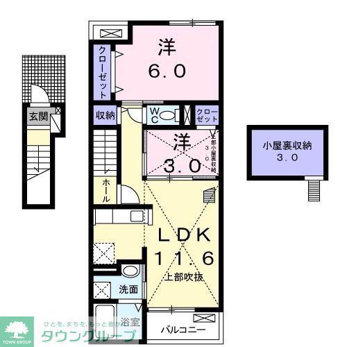 サンライズネクストA(2LDK/2階)の間取り写真